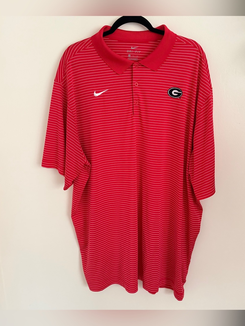 Nike Georgia Bulldogs Men’s Red Striped Dri-FIT Polo Shirt Size 3XL NWOT